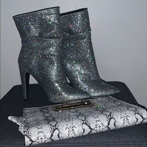 Size 7 Glitter Booties and Clutch Set